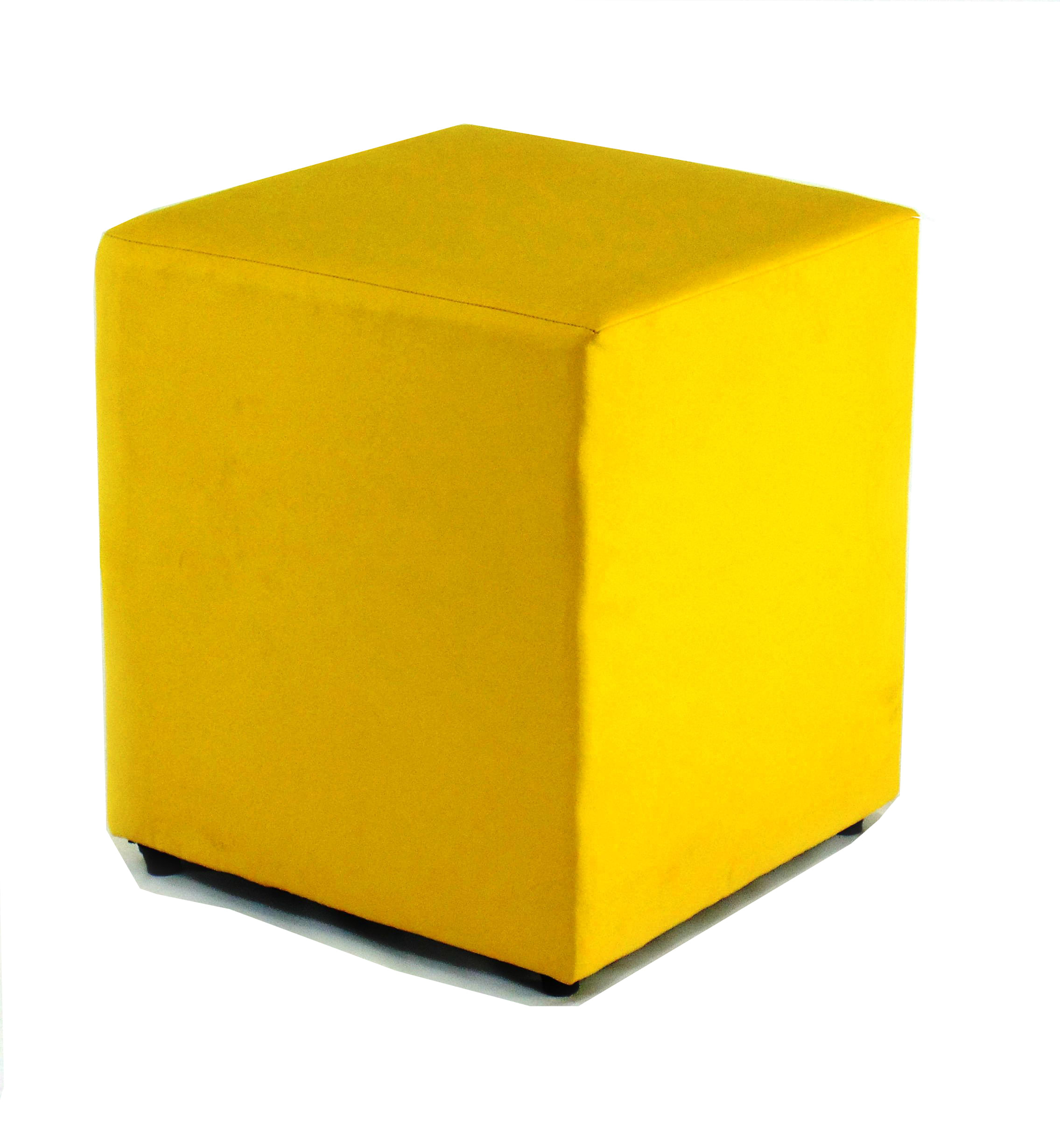 Miniatura Puff Quadrado Courino Amarelo