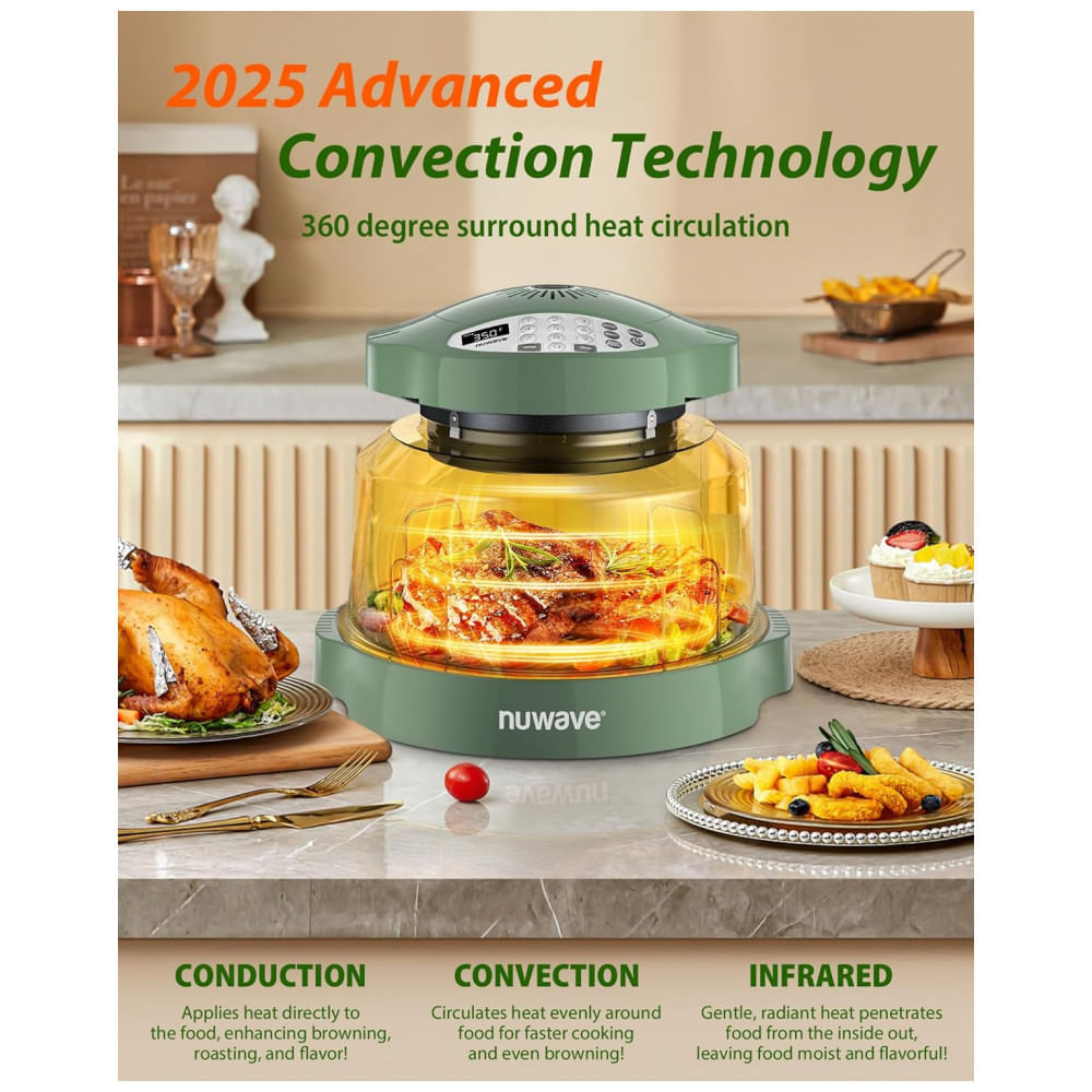 Forno Nuwave Oven Pro Plus 2 Air Fryer Oliva Selvagem Convecção Infravermelho Sem Descongelar 4,5 kg 120V