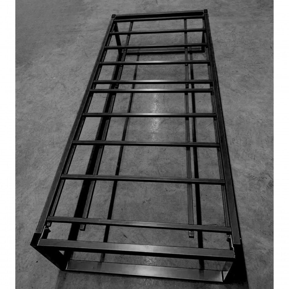 Miniatura Cama Solteiro Sem Cabeceira Robusta Aço Ferro Metal Tamanho Padrão 78cmx188cm Preto Mobbili Cs-02