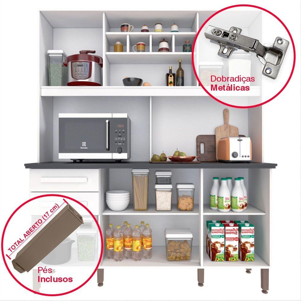 Armário Para Cozinha 6 Portas 2 Gavetas Luna Plus Móveis Imop Branco Neve