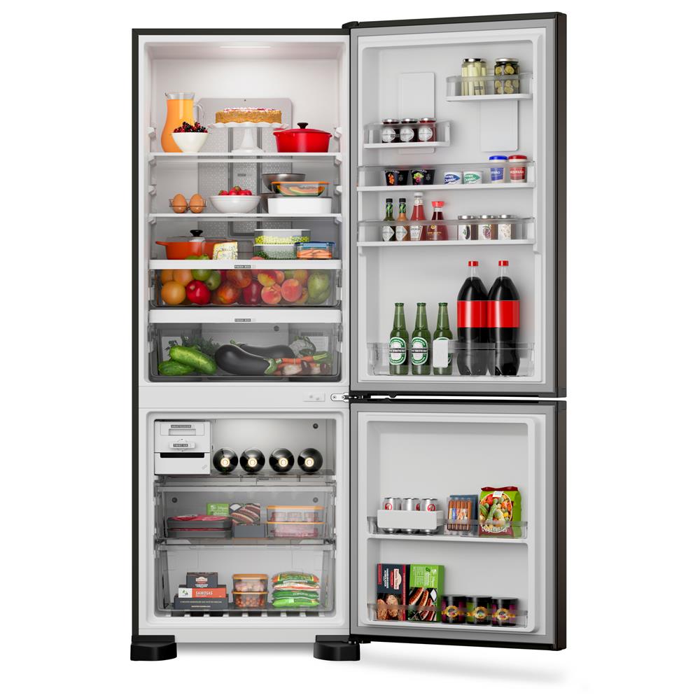 Miniatura Geladeira Brastemp Frost Free Inverse A+++ 479 litros cor Black Inox com Super Capacidade e Smart Flow - BRE58FE 110v