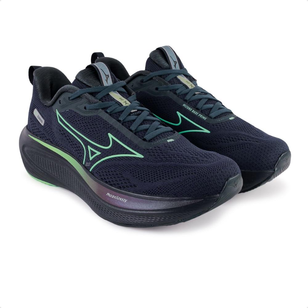 Miniatura Tênis Mizuno Base Prime Masculino Marinho / Verde - 38