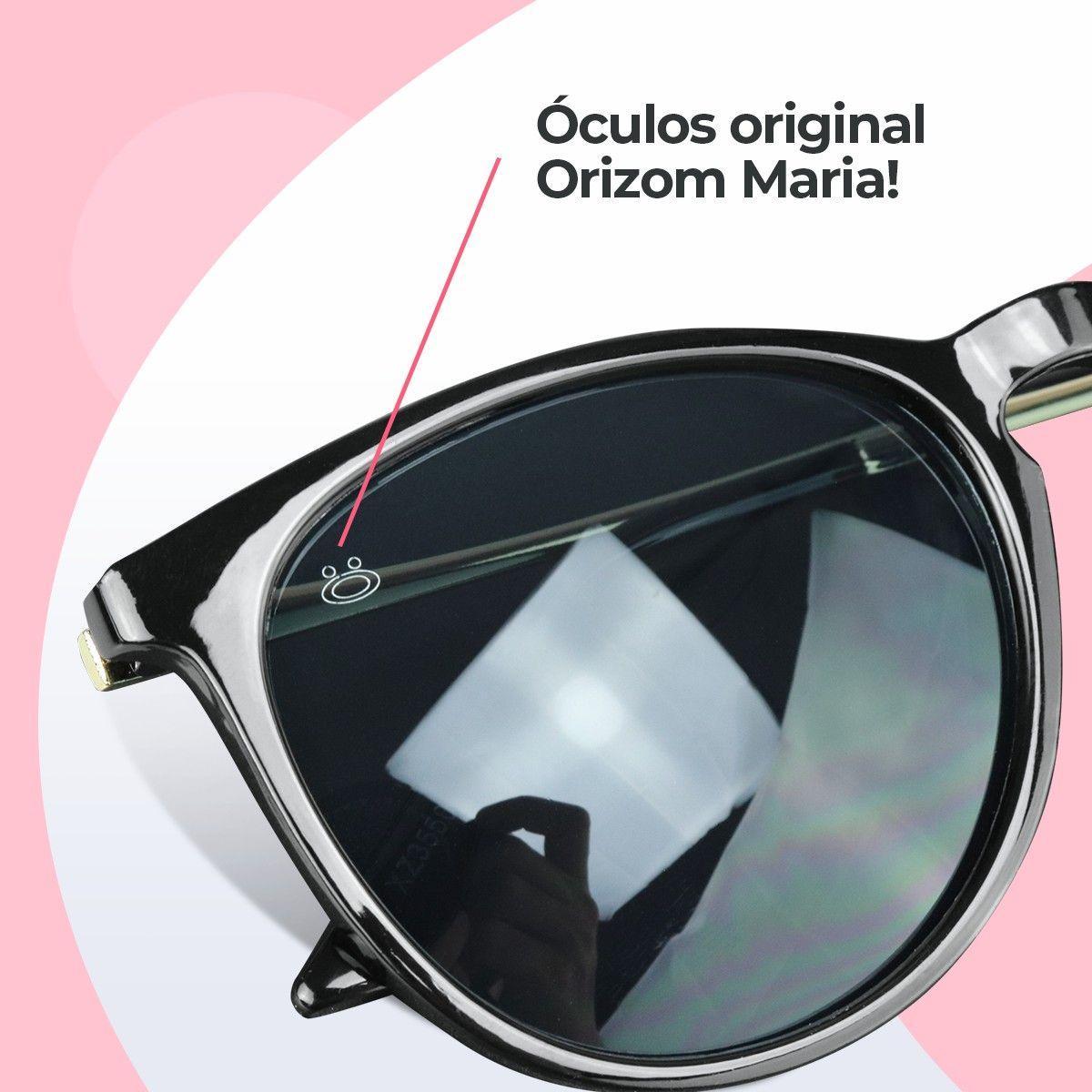 Miniatura Oculos Sol Feminino Preto Redondo Protecao Uv Acetato + Case