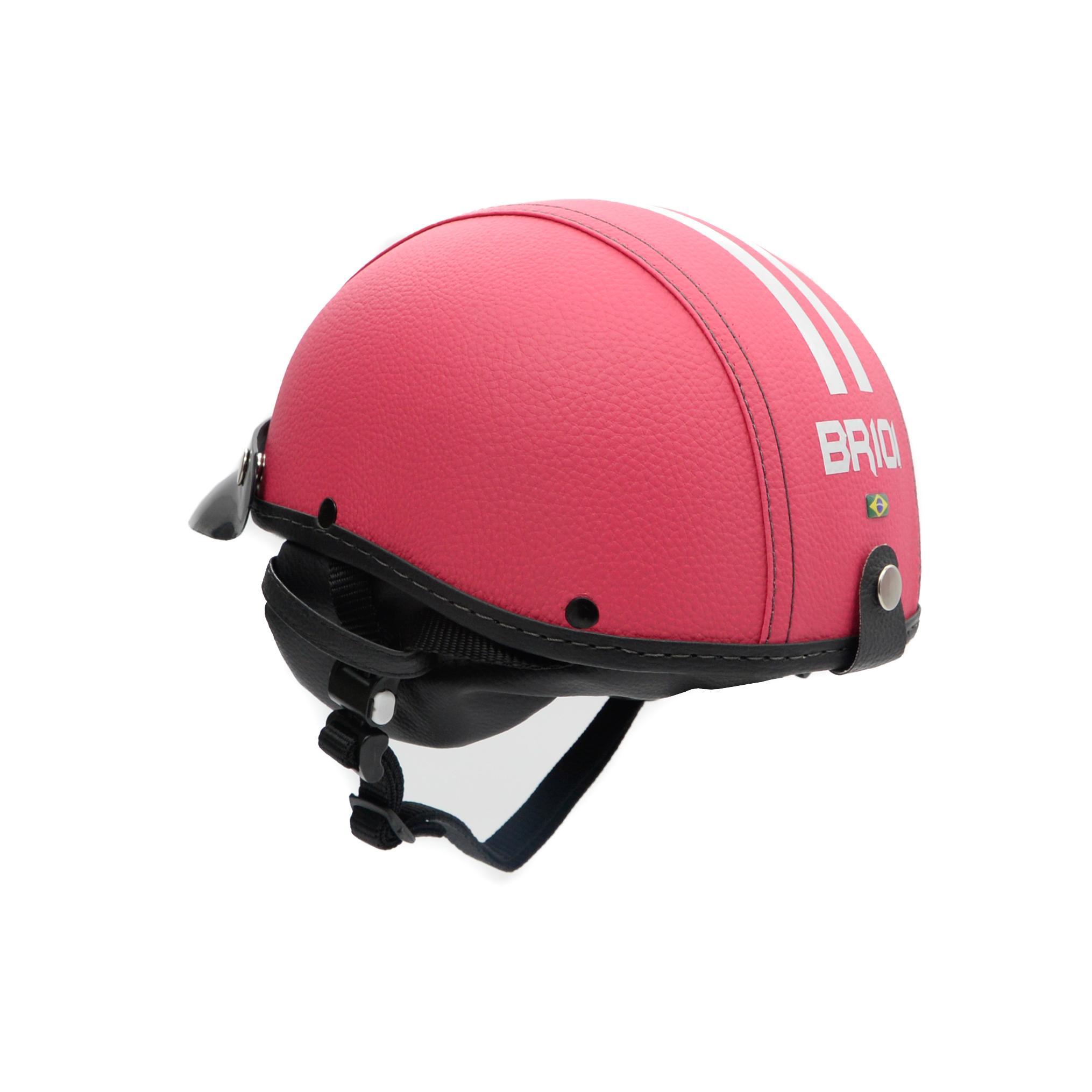 Miniatura Capacete Coquinho Scooter Moto Elétrica Bike Couro Rosa