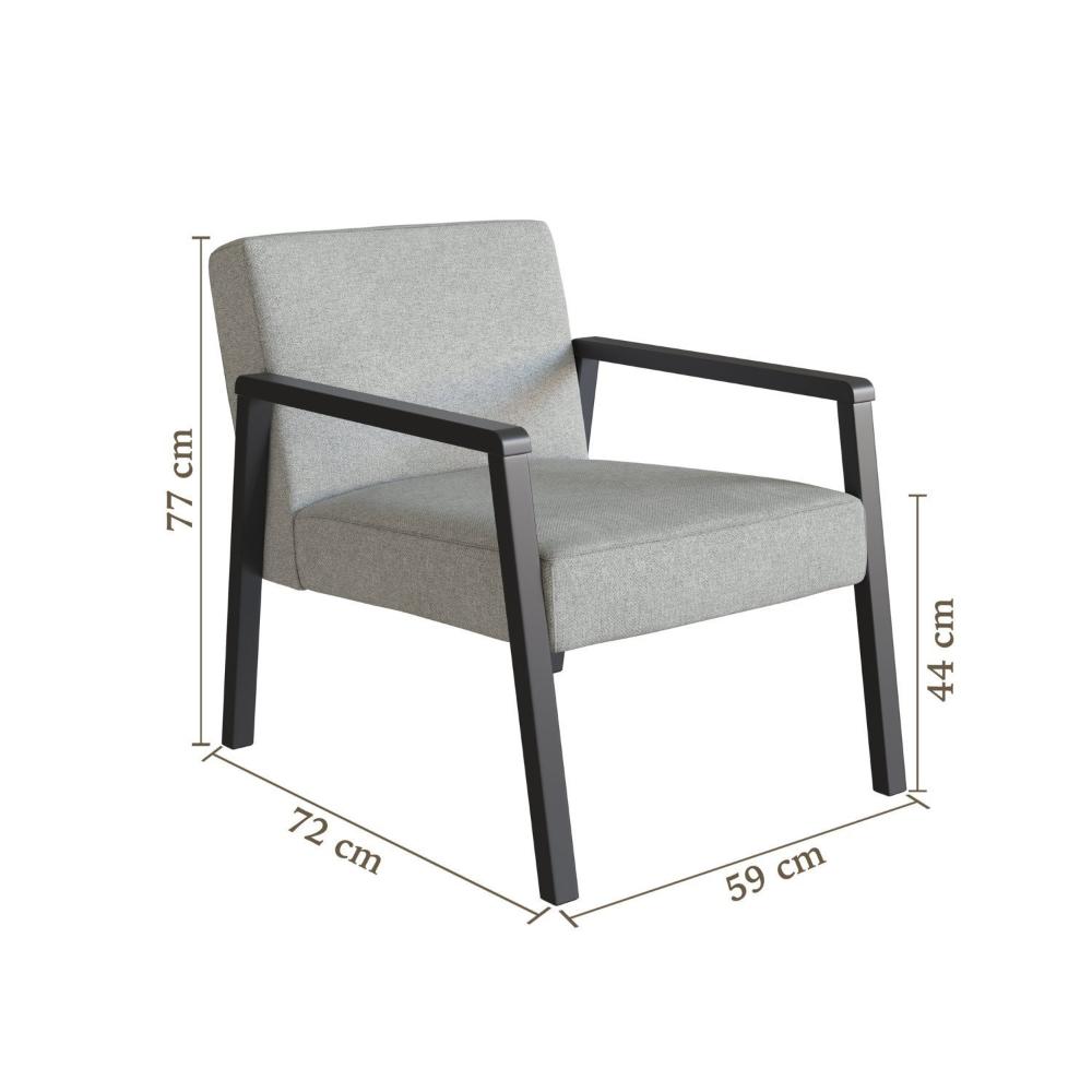 Miniatura Poltrona Slim Preto/Cinza Claro