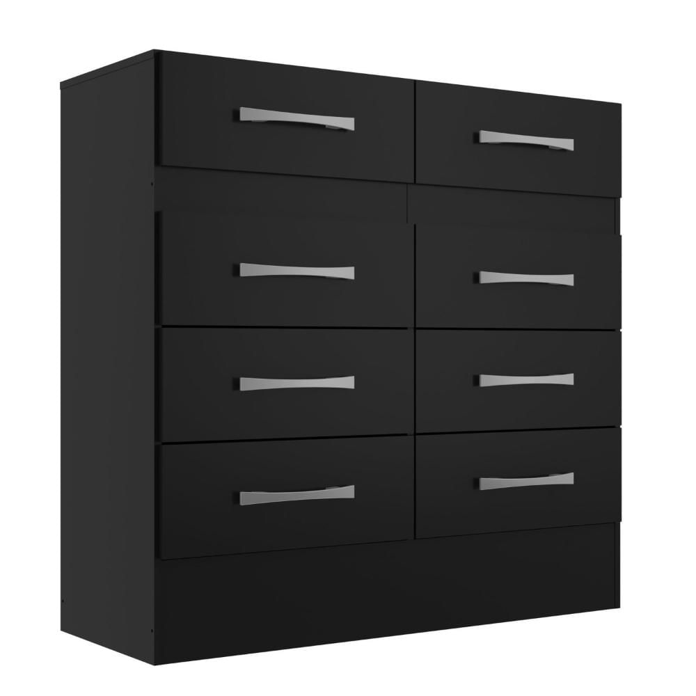 Miniatura Cômoda Roupeiro Grande 8 Gavetas Imperatriz Preto