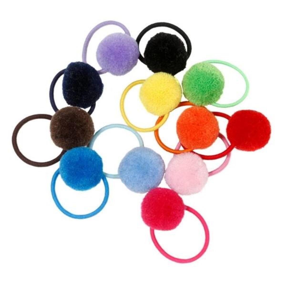 Miniatura Kit 60 Elásticos Xuxinha De Cabelo Com Pompom Colorido