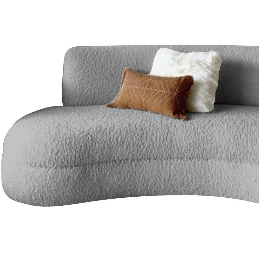 Miniatura Sofá Divã Curvo Sala De Estar Maria 180 Cm Bouclé - Adj Decor Cor Cinza