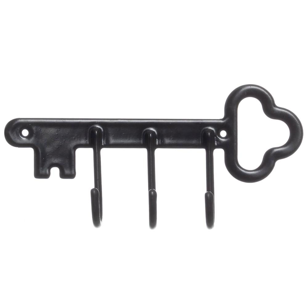 Miniatura Gancho Decorativo de Parede Chave Elegante Preto