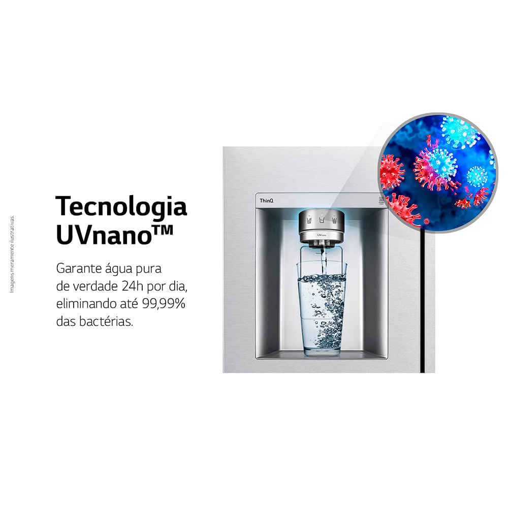 Refrigerador Side By Side LG de 03 Portas Frost Free com 598 Litros InstaView Aço Escovado - GC-X257CSH 110