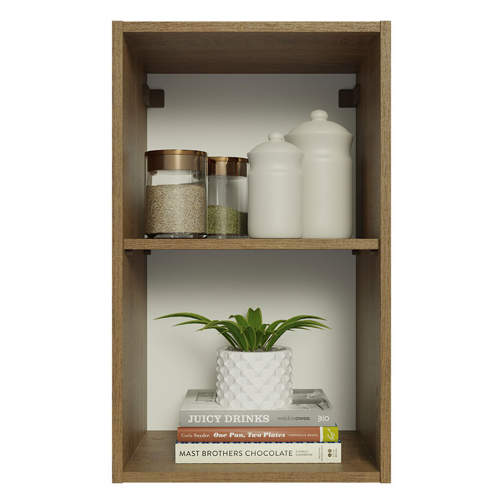 Miniatura Armário Aéreo 40 cm com 2 Nichos Abertos para Cozinha Madesa Lux, Glamy, Agata, Stella Rustic Cor:Rustic
