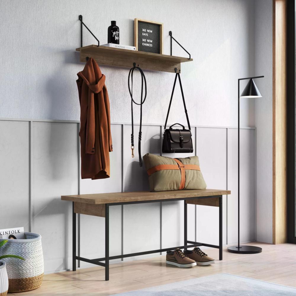 Banco 2 Lugares Steel Quadra Industrial Artesano Vermont/Preto