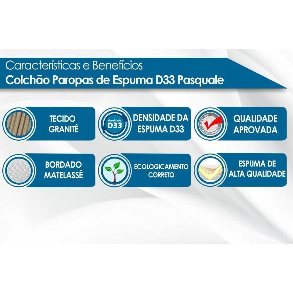 Cama Box Baú Casal: Colchão Espuma Paropas D33 Pasquale + Base Crc Suede Clean(138X188)