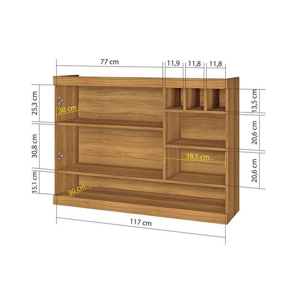 Miniatura Armário Aéreo P- Cozinha Burguesa 2 Portas C- Adega E 3 Nichos 120cm Freijo-grafite - Nesher