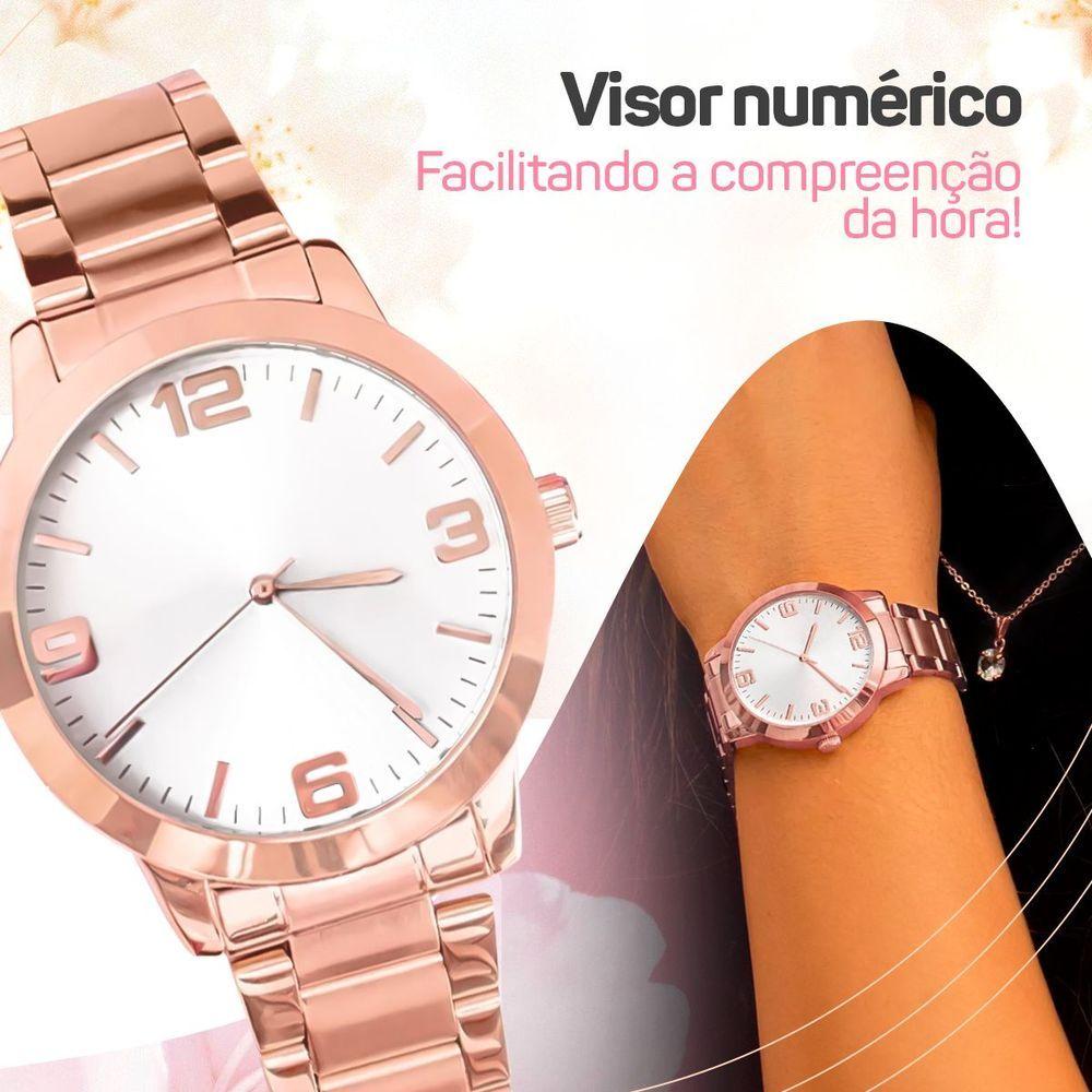 Relogio Feminino Aço Inox Rosê Prova Dagua Qualidade Premium