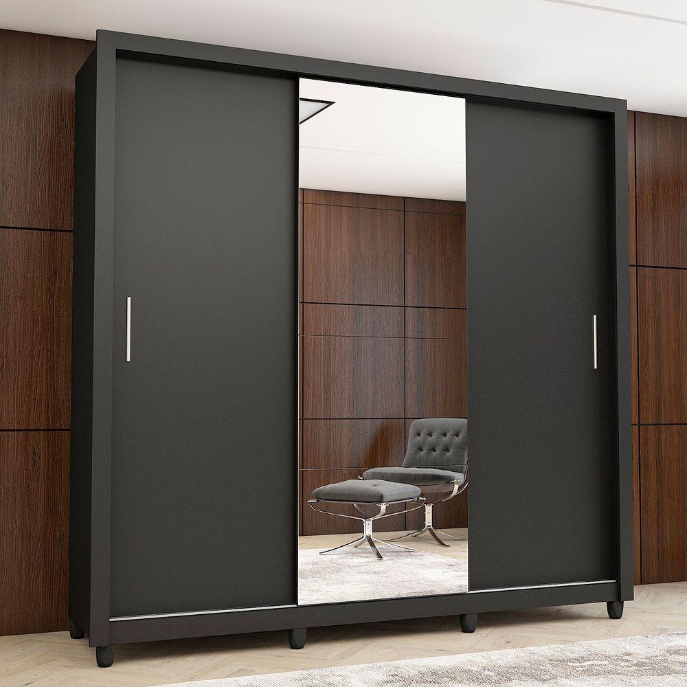 Miniatura Guarda Roupa Clara Plus Casal 3 Portas Carioca Móveis Preto