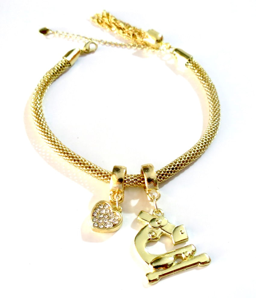 Miniatura Pulseira Berloque Biomedicina Biomédica Folheado A Ouro 18K dourado - 18 cm