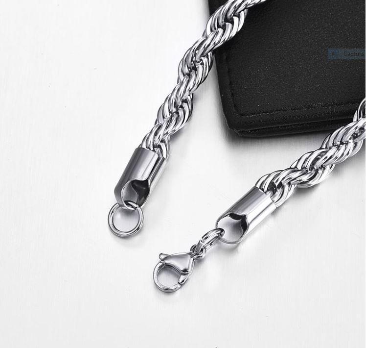 Miniatura Corrente Masculina Cordão Torcido Aço Inox Cirúrgico 70Cm