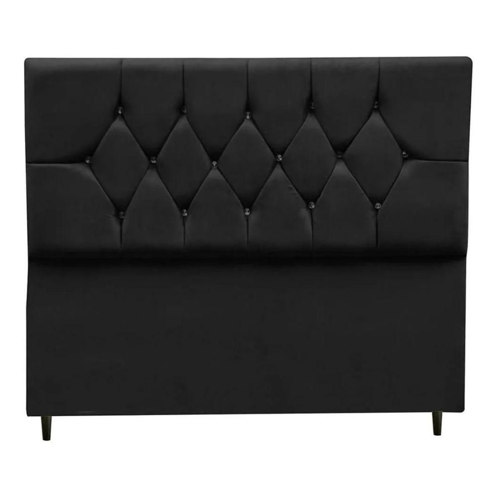 Miniatura Cabeceira Cama Box King 195 Cm Geovana Suede Preto