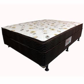 Miniatura Cama Box Conjugada Casal Ortobom Turin Spring com Ortopillow e Molas Nanolastic 43x138x188cm - Marrom/Bege
