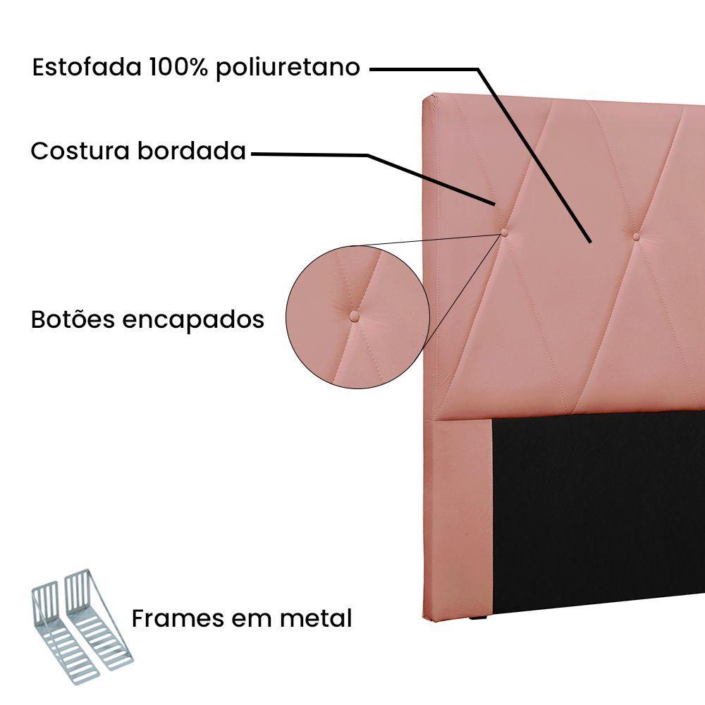 Miniatura Cabeceira Cama Box King 195 Cm Aquilla Veludo Rosa S04 - D'rossi