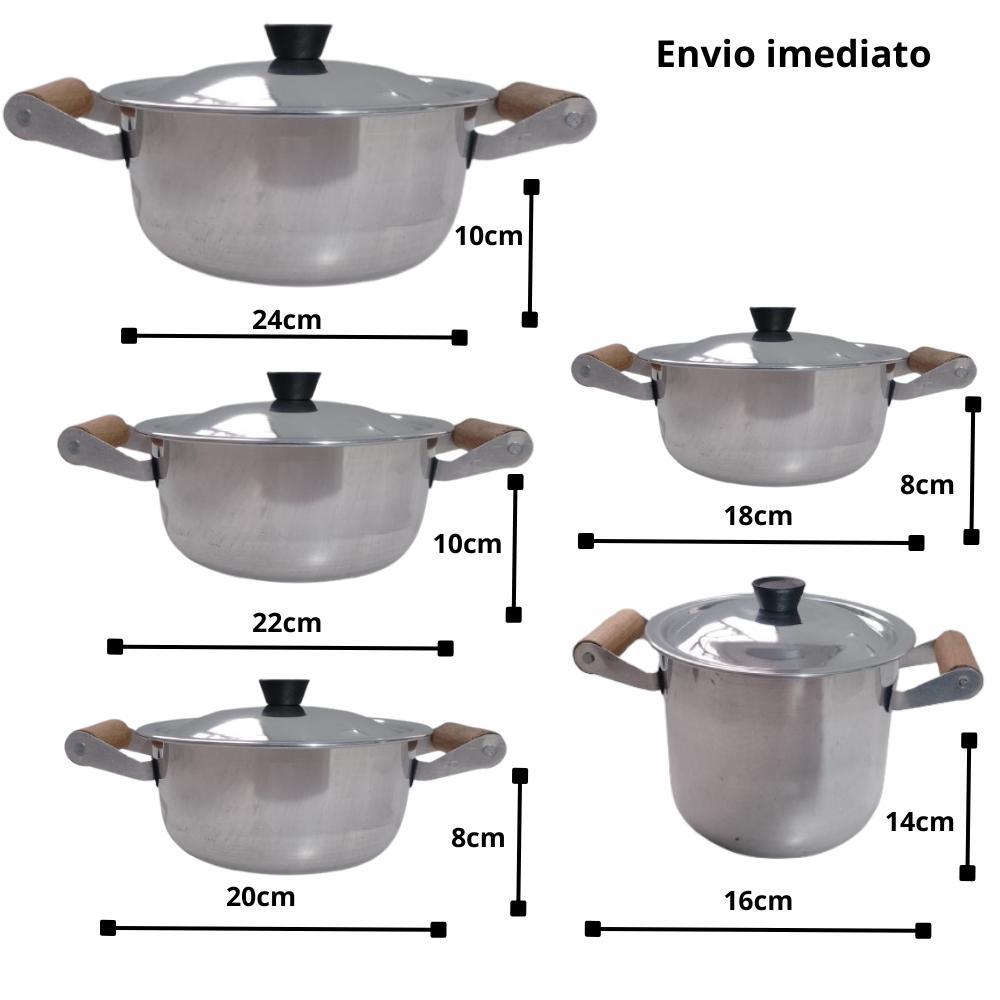Miniatura Jogo De Panela Para Fogão A Lenha Aluminio Industrial 5 Pç
