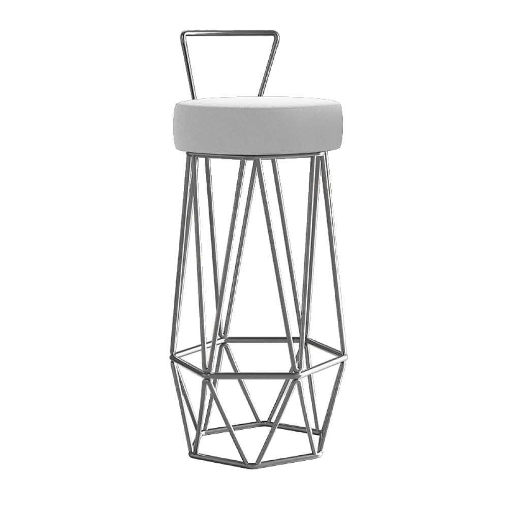 Miniatura Kit 03 Banqueta Com Encosto Botti Hexágono Cozinha Bar Ferro Cinza Corino Branco