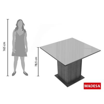 Miniatura Conjunto Sala de Jantar Moscou Plus Madesa Mesa Tampo de Vidro com 4 Cadeiras Rustic/Preto Cor:Rustic/Preto