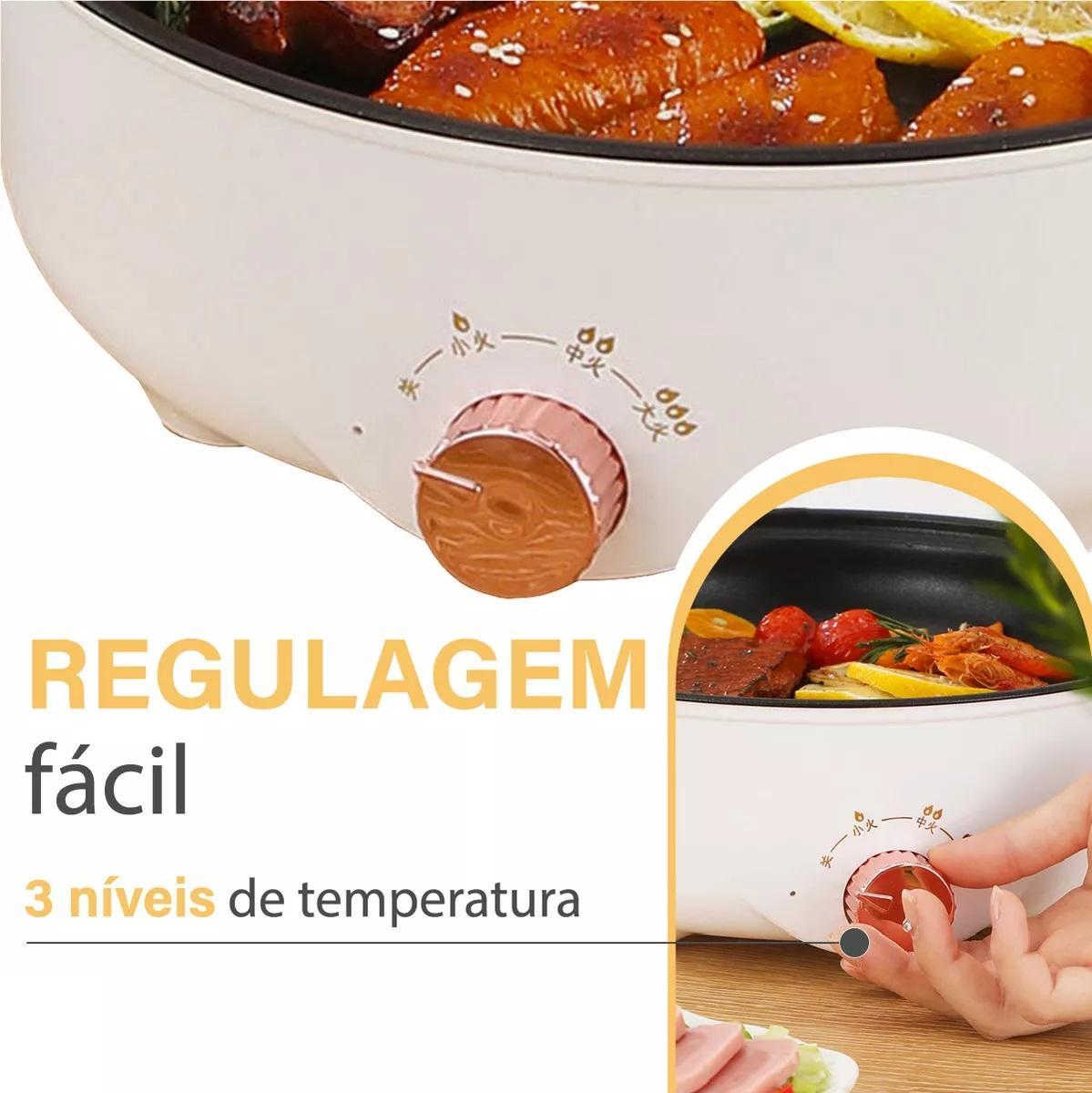 Miniatura Panela Elétrica Portátil Grill Antiaderente Grande 26Cm 600W