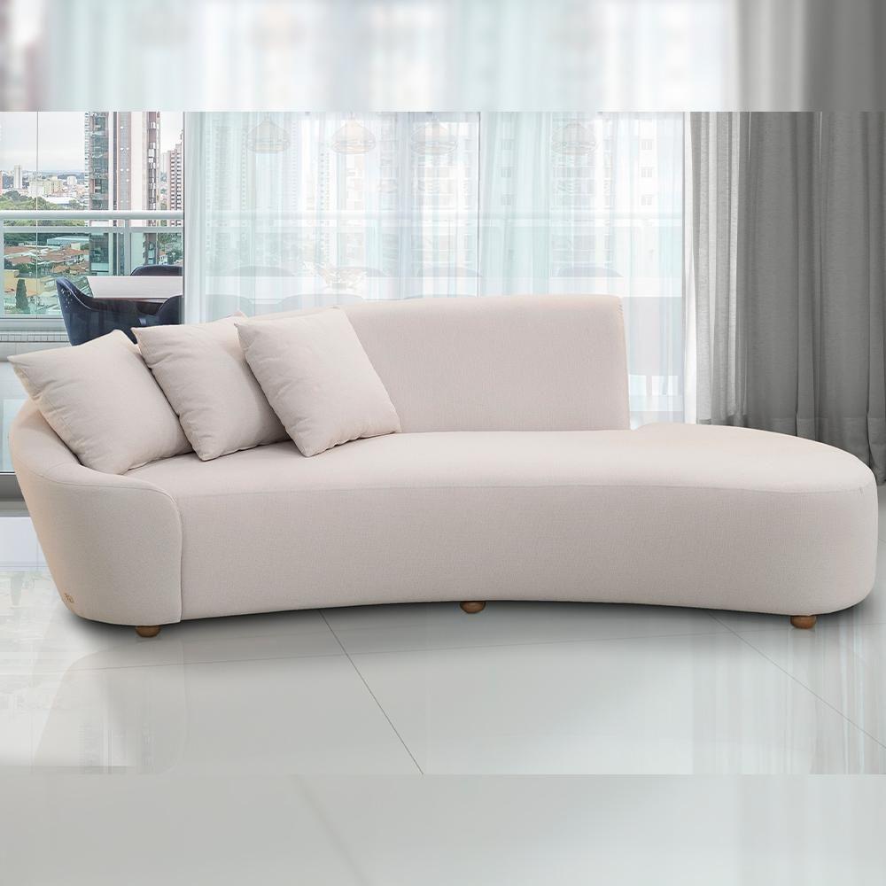 Miniatura Sofá 4 Lugares Com Puff Orgânico Sala Living 270cm Adam T03 Veludo Bege - Lyam Decor