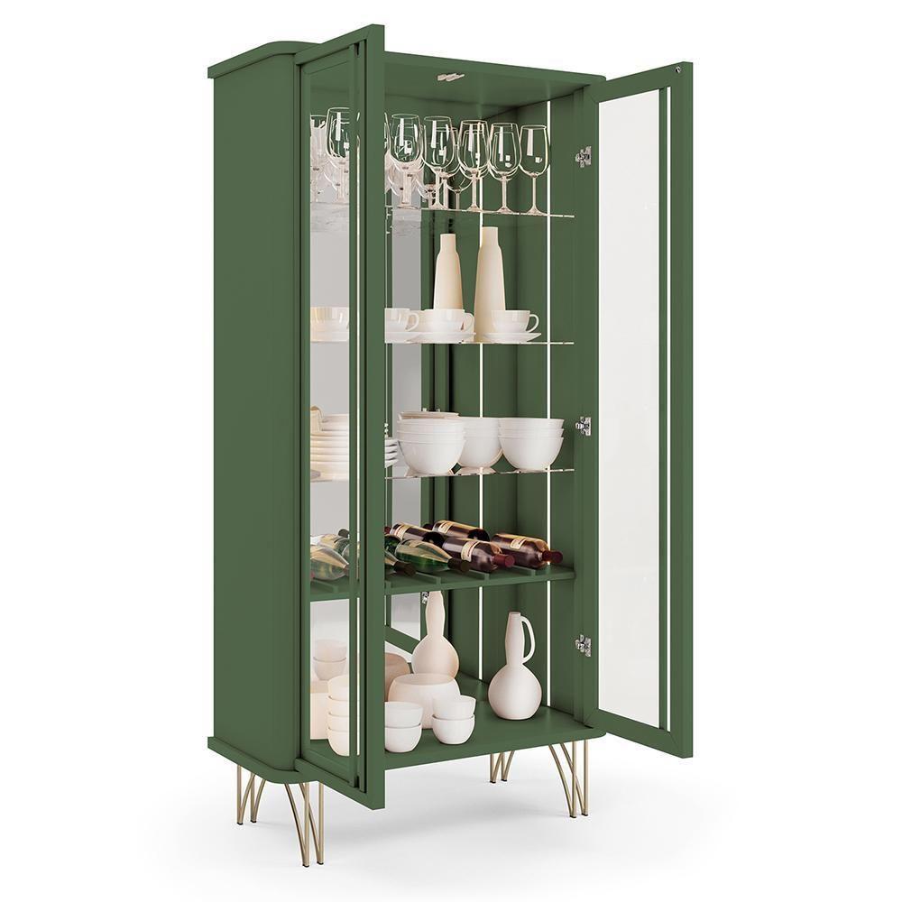 Miniatura Sala De Jantar Com Cristaleira évora E Balcão Buffet Bevenuto Verde Pistache - Hb Móveis Verde Pistache