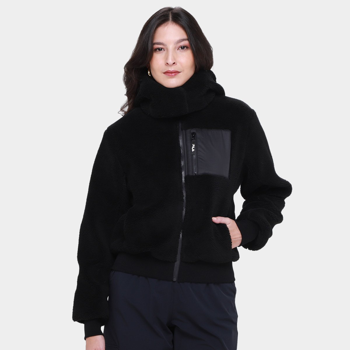 Miniatura Jaqueta Fila Sherpa Feminina Preto - GG