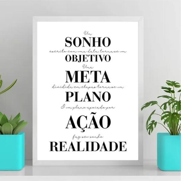 Miniatura Quadro Motivacional Plano Ação Realidade 33X24Cm