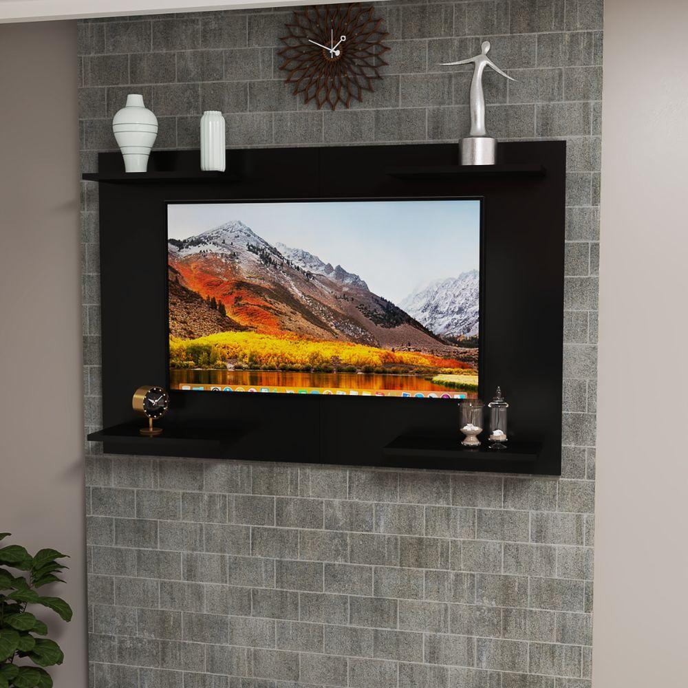 Miniatura Painel Para TV Até 50 Pol Quartos E Salas Em MDF Preto