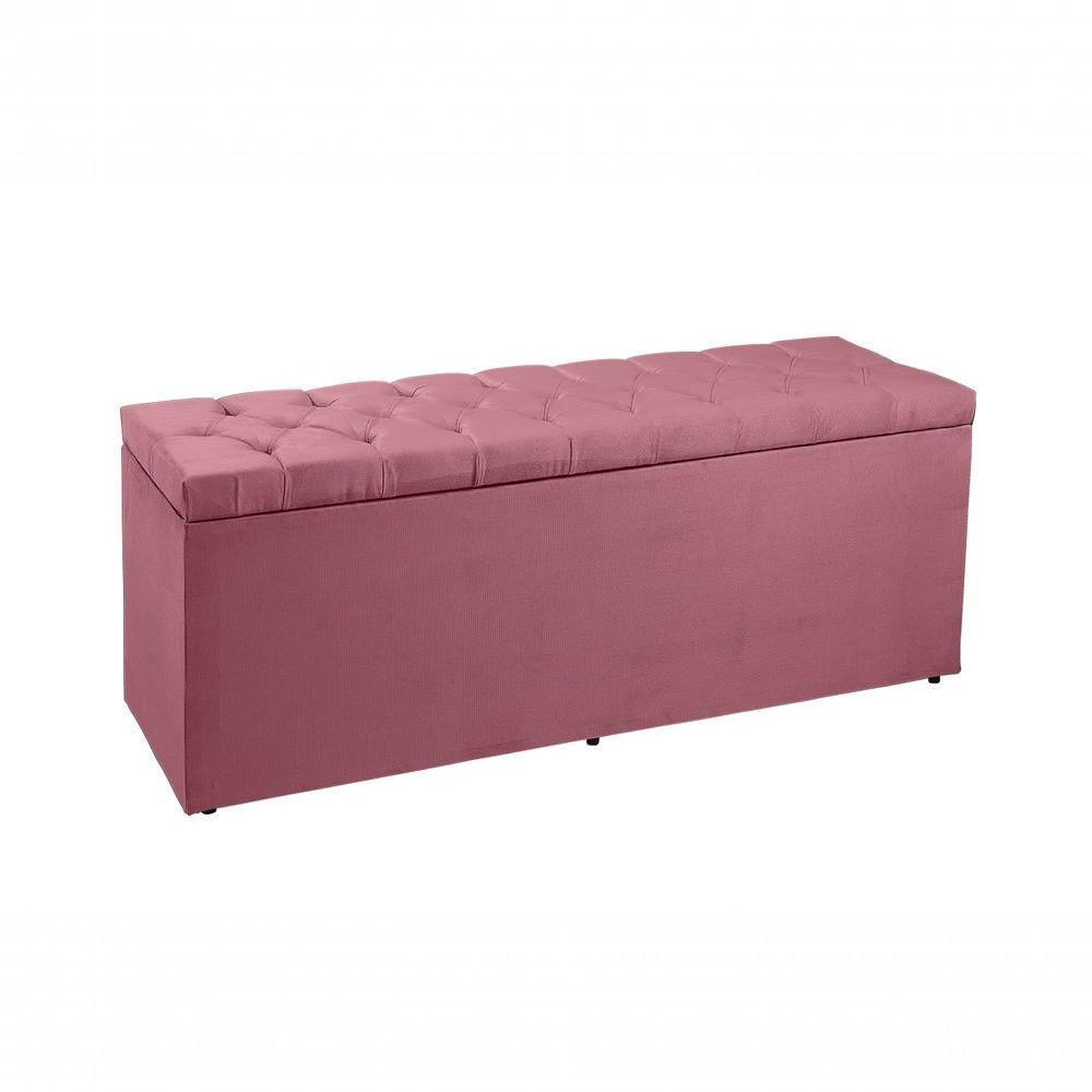 Miniatura Recamier Baú Cama Queen 160cm Madrid Suede Rosa Dal Poz Estofados