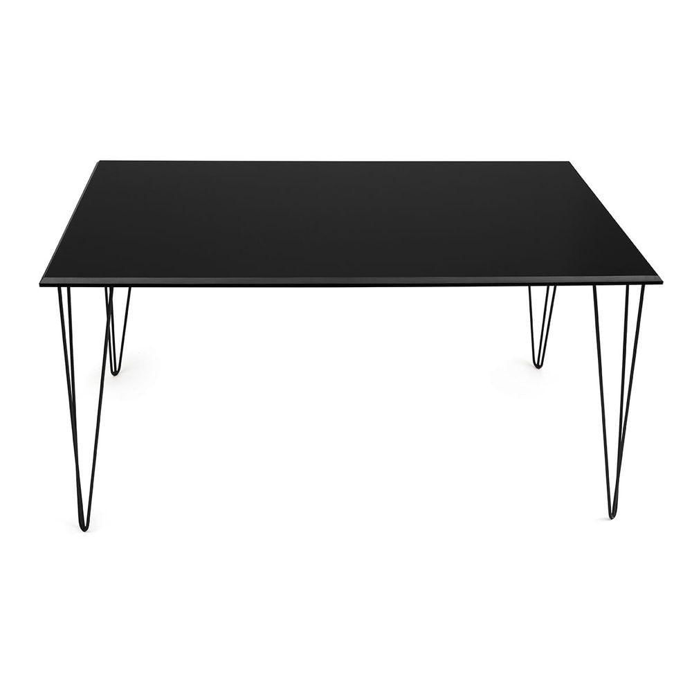 Miniatura Mesa Elen Tampo Retangular 140 X 80 Cm De Madeira Preto New Green - Preto