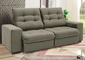 Miniatura Sofá 3 Lugares Linoforte Benetton Retrátil e Reclinável, Revestido em Tecido Suede - 200cm de Largura Castanho