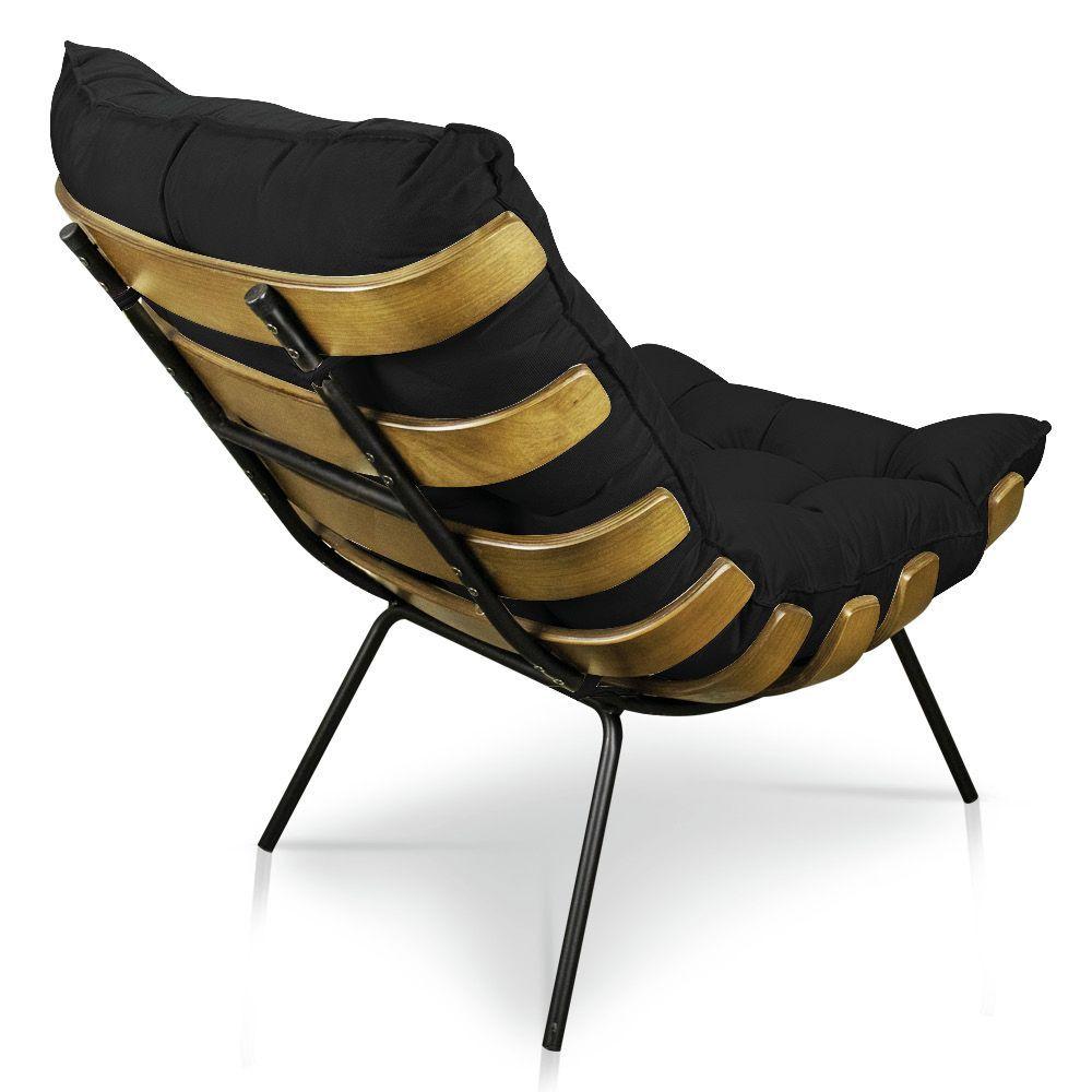 Miniatura Poltrona Costela Suede Base Metálica Pallazio Preto
