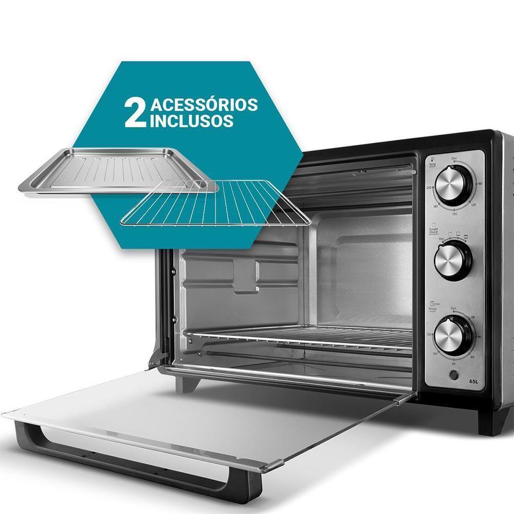 Forno Elétrico Philco 65L Dupla Resistência Bancada Preto PFE65 220V