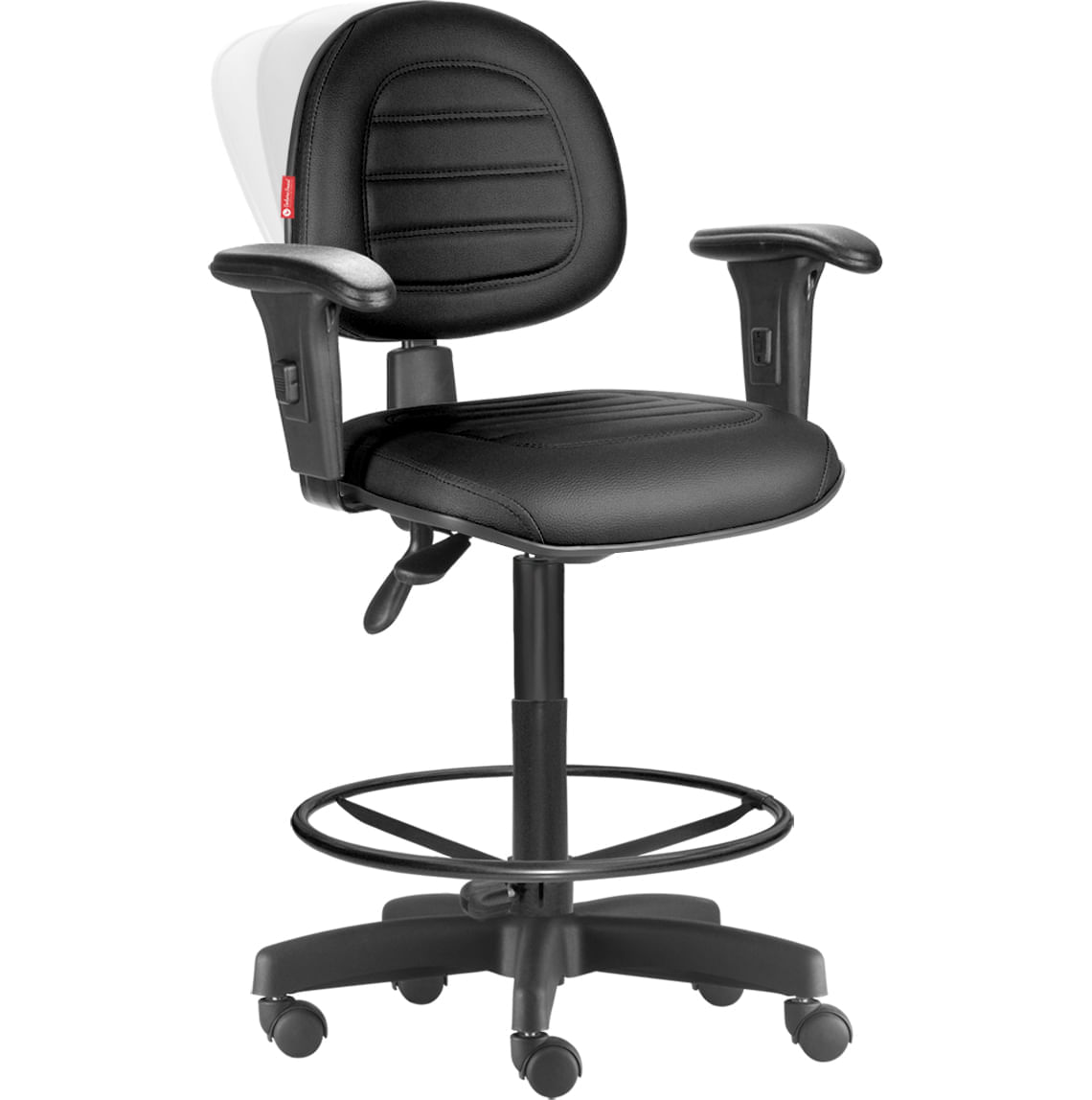 Miniatura Cadeira Caixa Alta Ergonômica Nr17 Costura Preta