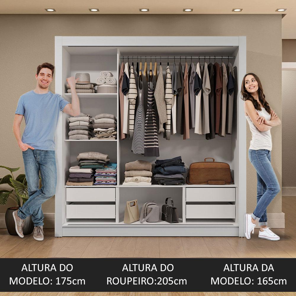 Miniatura Guarda-Roupa Casal 3 Portas de Correr de Espelho 4 Gavetas Sublime Plus Madesa Branco
