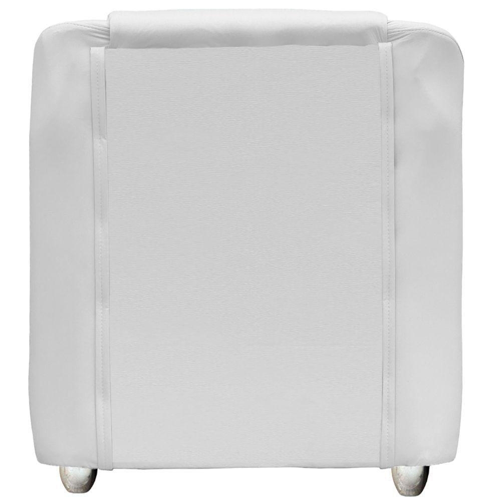 Poltrona Decorativa Para Sala Mila Corino Cores Pé De Plástico Cromado - Branco, Corino