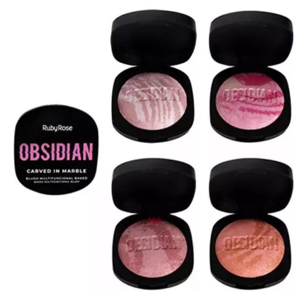 Miniatura Ruby Rose Obsidian Blush Carved Maquiagem Pó Kit 4 Unidades