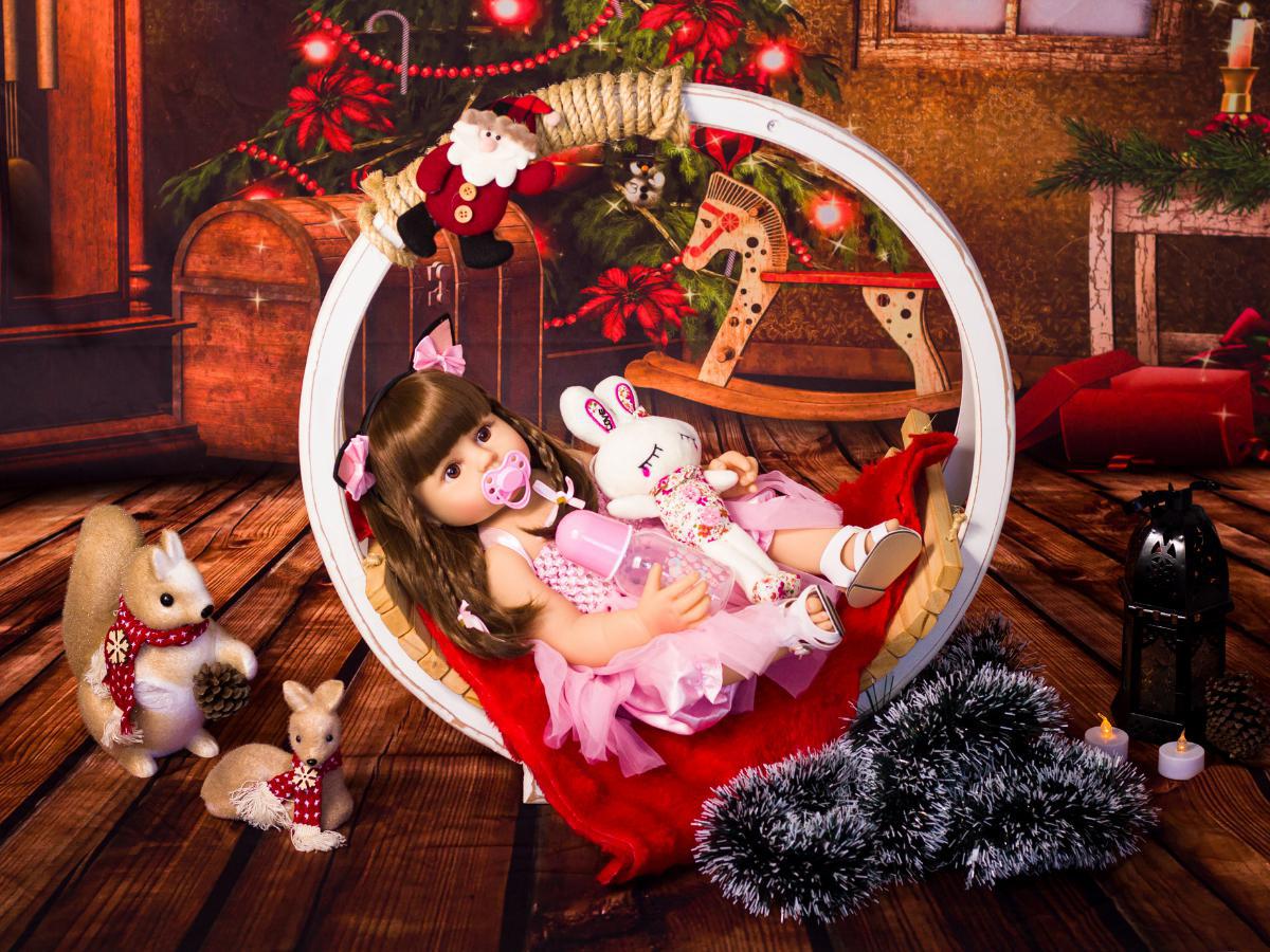 Miniatura Boneca Bebê Reborn Menina Realista 100% Silicone 55Cm