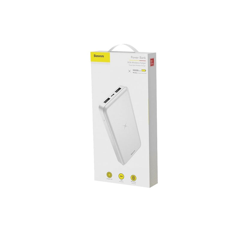 Miniatura Bateria Power Bank Baseus Indução 10.000Mah Turbo Branco