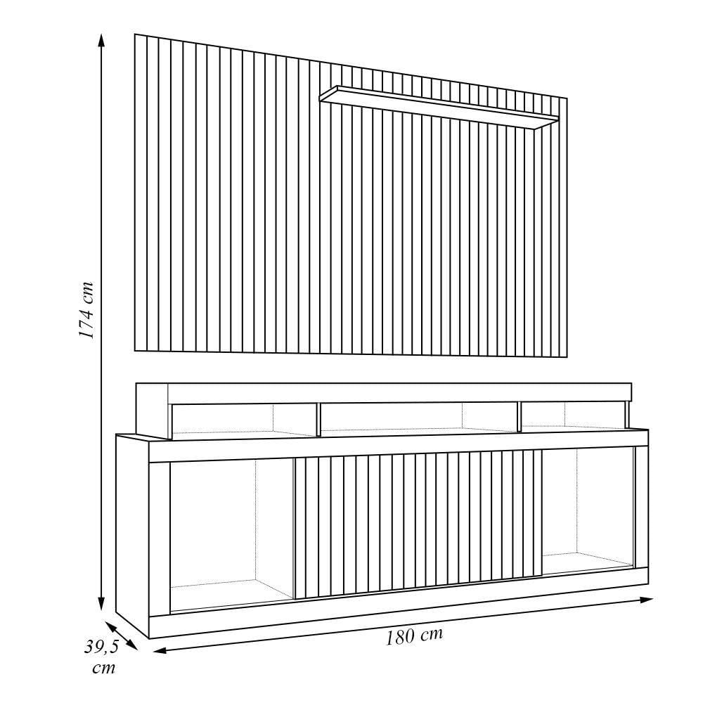 Miniatura Conjunto Decorativo Rack E Bancada Brendan Mdf/mdp Ripado Para Tv 55 Pol. Buriti/offwhite G11 - Gran Belo