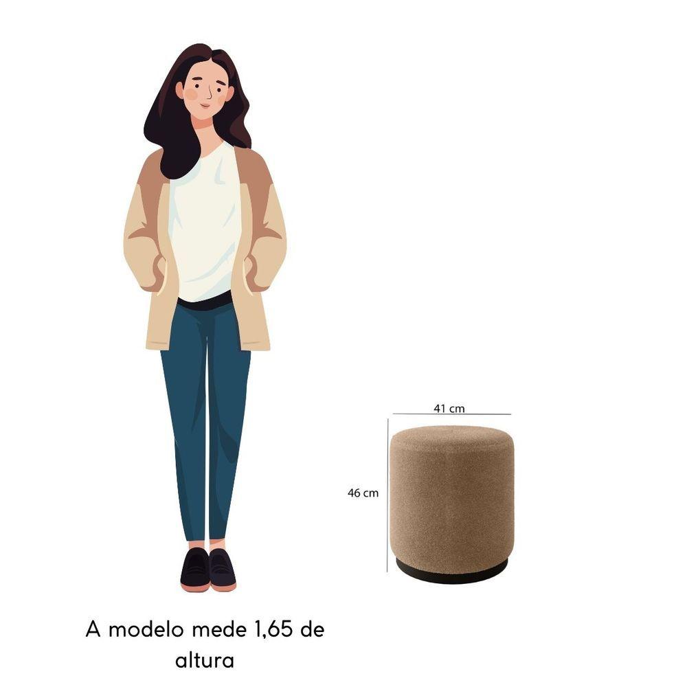 Miniatura Puff Decorativo Estofado Estilo Industrial Alasca Bouclé Bege
