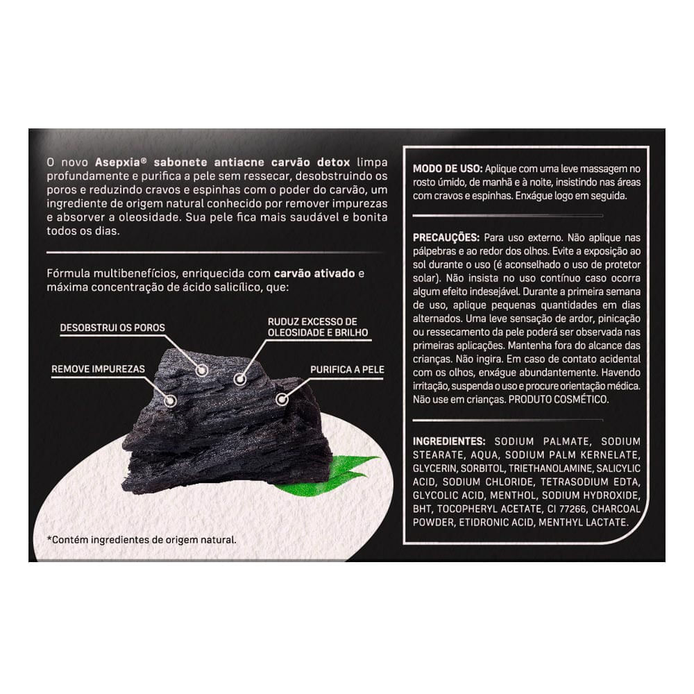 Miniatura Sabonete Antiacne Asepxia Detox 80g