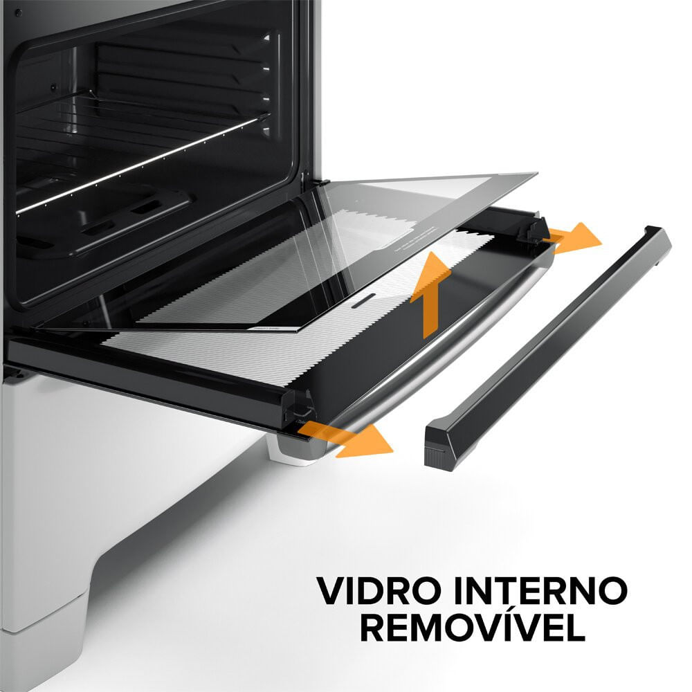 Fogão a Gás de Piso 5 Bocas Continental Mesa de Inox FC5IB Branco - Bivolt