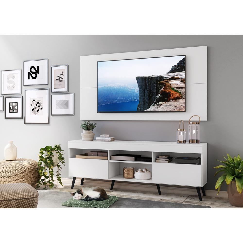 Miniatura Rack com Painel Tv até 65" Pés Retrô 2 Portas Multimóveis